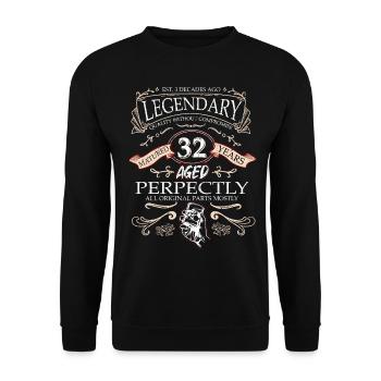 Vintage Légendaire - Vieilli parfaitement 32ème anniversaire - Sweat-shirt Unisexe - noir - Devant - Alina (178cm) & Michal (187cm)
