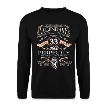 Vintage Legendary - Aged perfectly 33. Geburtstag - Unisex Pullover - Schwarz - Vorne - Alina (178cm) & Michal (187cm)