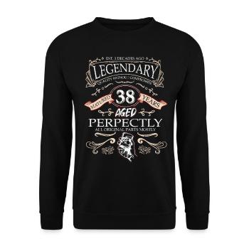 Vintage Légendaire - Vieilli parfaitement 38ème anniversaire - Sweat-shirt Unisexe - noir - Devant - Alina (178cm) & Michal (187cm)
