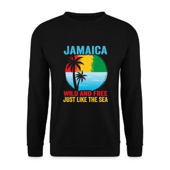 Jamaika Strandurlaub am Meer Design Strandmotiv - Unisex Pullover - Schwarz - Vorne - Alina (178cm) & Michal (187cm)
