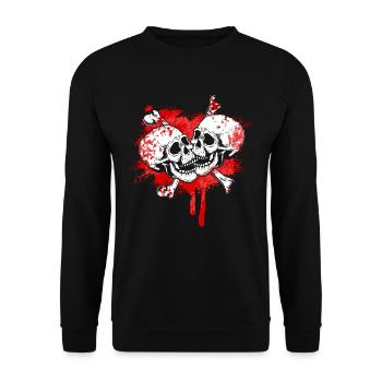 Squelette gothique dégoulinant Aimez vos tendres baisers - Sweat-shirt Unisexe - noir - Devant - Alina (178cm) & Michal (187cm)