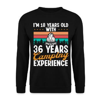 54 Year Old Camper Mountains Camping 54 Birthday - Unisex Sweatshirt - black - Front - Alina (178cm) & Michal (187cm)