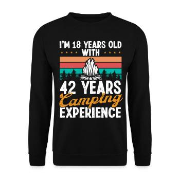 60 Year Old Camper Mountains Camping 60 Birthday - Unisex Pullover - Schwarz - Vorne - Alina (178cm) & Michal (187cm)