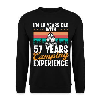 75 Year Old Camper Mountains Camping 75 Birthday - Unisex Sweatshirt - black - Front - Alina (178cm) & Michal (187cm)