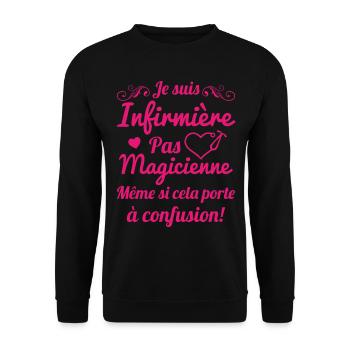 Je suis infirmière pas magicienne Cadeau Humour - Sweat-shirt Unisexe - noir - Devant - Alina (178cm) & Michal (187cm)
