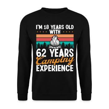 80 Year Old Camper Mountains Camping 80 Birthday - Unisex Pullover - Schwarz - Vorne - Alina (178cm) & Michal (187cm)