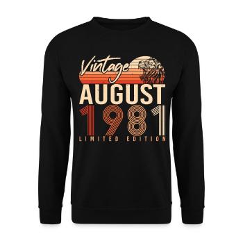 Geburtstagsgruss Für August 1981 - Unisex Pullover - Schwarz - Vorne - Alina (178cm) & Michal (187cm)