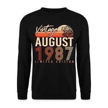 Baujahr 1987 Im August - Unisex Pullover - Schwarz - Vorne - Alina (178cm) & Michal (187cm)