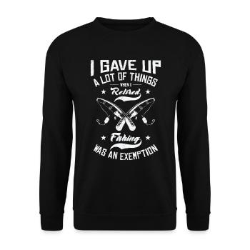 Angeln war eine Befreiung Lustiges Angelhobby im - Unisex Pullover - Schwarz - Vorne - Alina (178cm) & Michal (187cm)