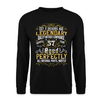 Vintage Légendaire - Vieilli parfaitement 57ème anniversaire - Sweat-shirt Unisexe - noir - Devant - Alina (178cm) & Michal (187cm)