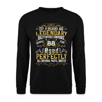 Vintage Légendaire - Vieilli parfaitement 88ème anniversaire - Sweat-shirt Unisexe - noir - Devant - Alina (178cm) & Michal (187cm)