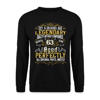 Vintage Légendaire - Vieilli parfaitement 63ème anniversaire - Sweat-shirt Unisexe - noir - Devant - Alina (178cm) & Michal (187cm)