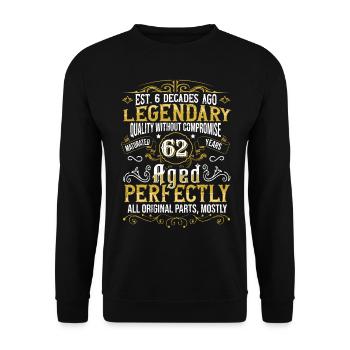 Vintage Légendaire - Vieilli parfaitement 62ème anniversaire - Sweat-shirt Unisexe - noir - Devant - Alina (178cm) & Michal (187cm)