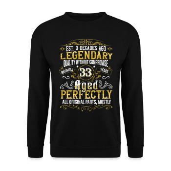 Vintage Legendary - Aged perfectly 33. Geburtstag - Unisex Pullover - Schwarz - Vorne - Alina (178cm) & Michal (187cm)