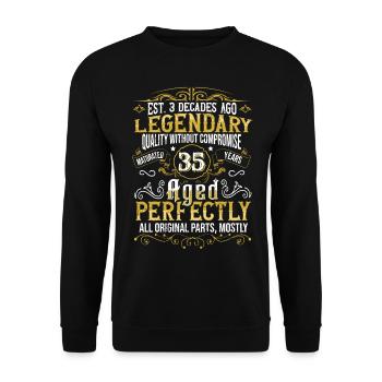 Vintage Légendaire - Vieilli parfaitement 35ème anniversaire - Sweat-shirt Unisexe - noir - Devant - Alina (178cm) & Michal (187cm)