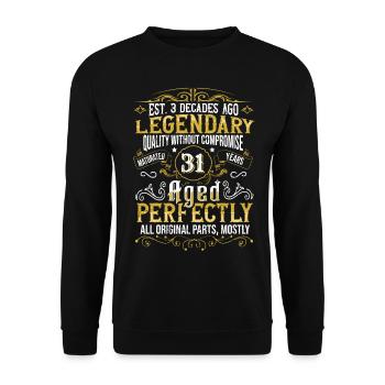 Vintage Legendary - Aged perfectly 31st birthday - Unisex Sweatshirt - black - Front - Alina (178cm) & Michal (187cm)