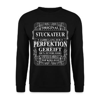 Original Stuckateur Kollegen Geschenk Vintage - Unisex Pullover - Schwarz - Vorne - Alina (178cm) & Michal (187cm)