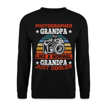 Photographer Grandpa like a normal grandpa is easy - Unisex Sweatshirt - black - Front - Alina (178cm) & Michal (187cm)