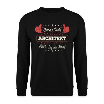 Dieser Coole Architekt Geschenk Kollegen Spruch - Unisex Pullover - Schwarz - Vorne - Alina (178cm) & Michal (187cm)