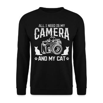 Fotografie Alles was ich brauche ist meine Kamera - Unisex Pullover - Schwarz - Vorne - Alina (178cm) & Michal (187cm)