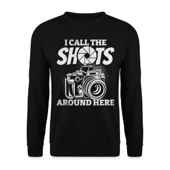 I call the shots here photo camera photographer - Unisex Sweatshirt - black - Front - Alina (178cm) & Michal (187cm)