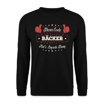 Dieser Coole Bäcker Geschenk Kollegen Spruch - Unisex Pullover - Schwarz - Vorne - Alina (178cm) & Michal (187cm)