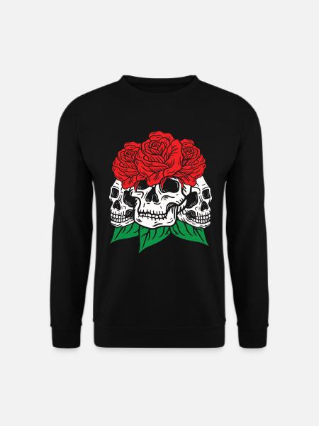 Crânes et roses Gothique Os Squelette Mort - Sweat-shirt Unisexe - noir