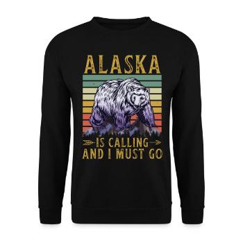Alaska Geschenk Kinder Herren Damen USA Natur Eis - Unisex Pullover - Schwarz - Vorne - Alina (178cm) & Michal (187cm)