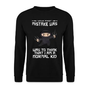 Ninja Ninjutsu Judo Katana Kinder Shuriken Warrior - Unisex Pullover - Schwarz - Vorne - Alina (178cm) & Michal (187cm)