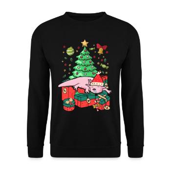 Christmas Axolotl Ugly Christmas Gift Xmas - Unisex Sweatshirt - black - Front - Alina (178cm) & Michal (187cm)