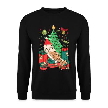 Ugly Christmas Owl - Unisex Sweatshirt - black - Front - Alina (178cm) & Michal (187cm)