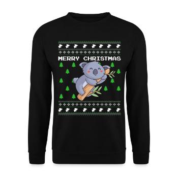 Ugly Christmas Sweater Koala - Unisex Sweatshirt - black - Front - Alina (178cm) & Michal (187cm)