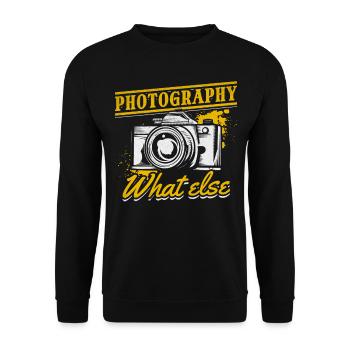 Fotografie Fotografie Was sonst Kamerafotograf - Unisex Pullover - Schwarz - Vorne - Alina (178cm) & Michal (187cm)