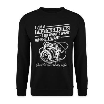 Drôle de photo Photo Photographie Je suis un - Sweat-shirt Unisexe - noir - Devant - Alina (178cm) & Michal (187cm)