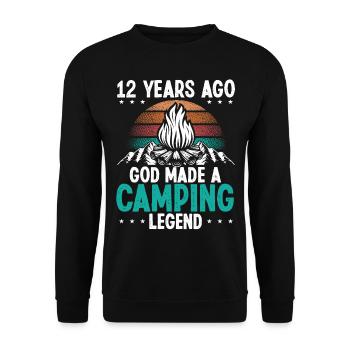 12 Year Old Camping Legend Scout 12Birthday Camper - Unisex Sweatshirt - black - Front - Alina (178cm) & Michal (187cm)
