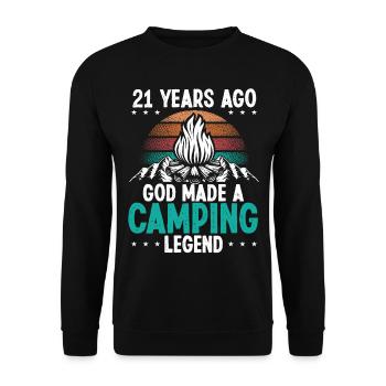 21 Year Old Camping Legend Scout 21Birthday Camper - Unisex Pullover - Schwarz - Vorne - Alina (178cm) & Michal (187cm)