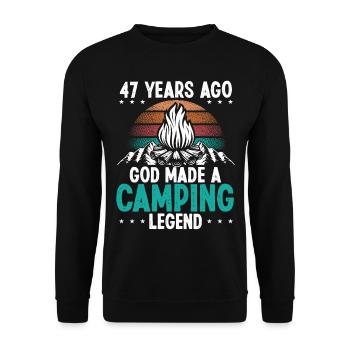 47 Year Old Camping Legend Scout 47Birthday Camper - Unisex Pullover - Schwarz - Vorne - Alina (178cm) & Michal (187cm)