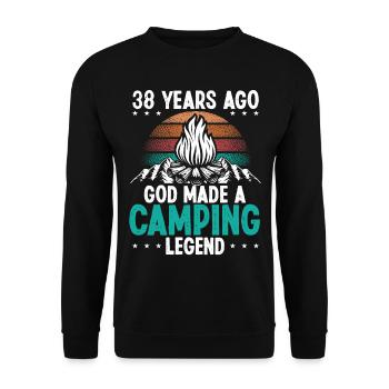 38 Year Old Camping Legend Scout 38Birthday Camper - Unisex Pullover - Schwarz - Vorne - Alina (178cm) & Michal (187cm)