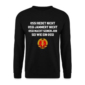 Ostdeutschland Geschenk Osten Ossi DDR Ostalgie - Unisex Pullover - Schwarz - Vorne - Alina (178cm) & Michal (187cm)