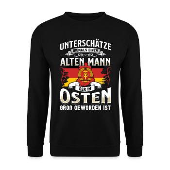 Ossi Geschenk Ostdeutschland NVA Germania Osten - Unisex Pullover - Schwarz - Vorne - Alina (178cm) & Michal (187cm)