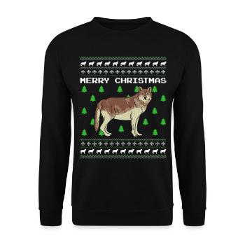 Wolf Ugly Cadeau de Noël Noël Noël - Sweat-shirt Unisexe - noir - Devant - Alina (178cm) & Michal (187cm)