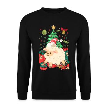 Ugly Christmas Sheep Pattern Knitted Xmas Christ Child - Unisex Sweatshirt - black - Front - Alina (178cm) & Michal (187cm)