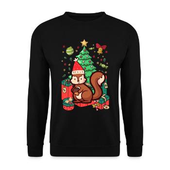 squirrel Ugly Christmas Christmas Xmas - Unisex Sweatshirt - black - Front - Alina (178cm) & Michal (187cm)