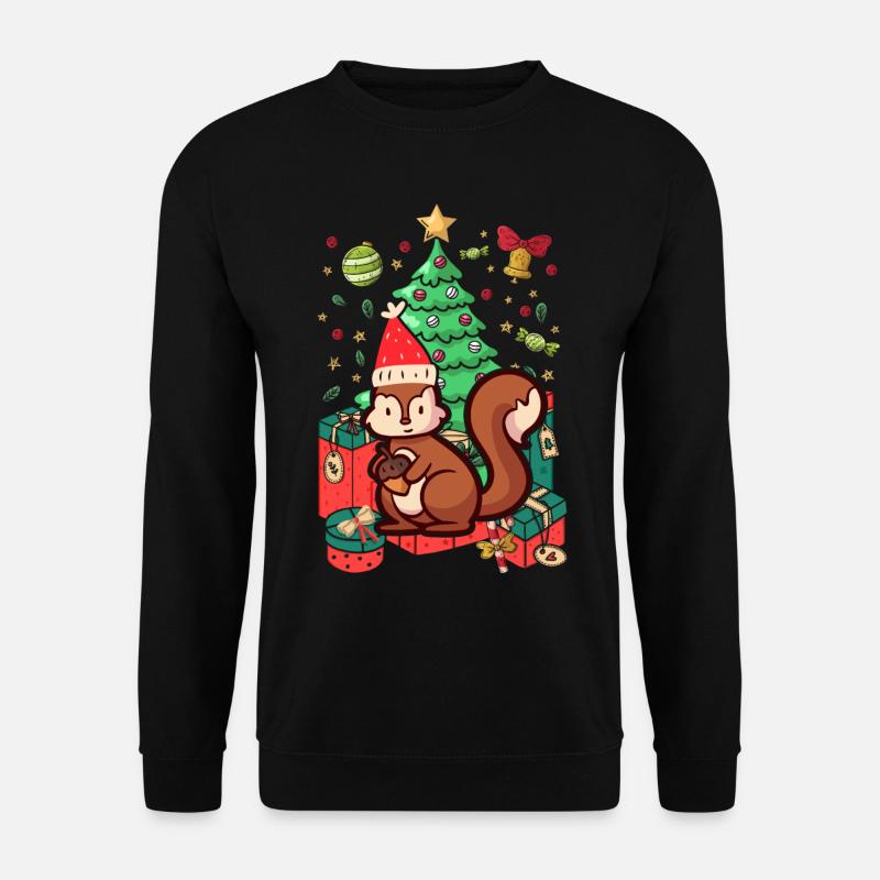 eichhörnchen Ugly Christmas Weihnachten Xmas - Unisex Pullover - Schwarz