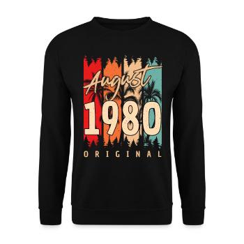 1980 En août salutations d’anniversaire - Sweat-shirt Unisexe - noir - Devant - Alina (178cm) & Michal (187cm)