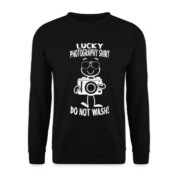 Drôle de photographe Lucky Photography Shirt - Sweat-shirt Unisexe - noir - Devant - Alina (178cm) & Michal (187cm)