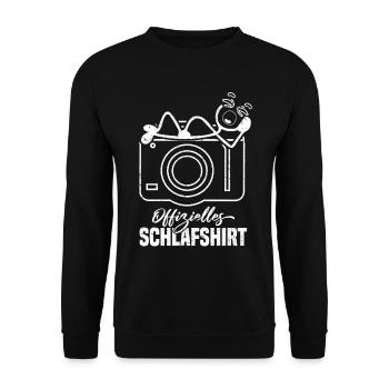 Offizielles Schlafshirt Fotografen Strichmännchen - Unisex Pullover - Schwarz - Vorne - Alina (178cm) & Michal (187cm)