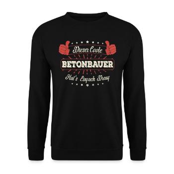 Dieser Coole Betonbauer Geschenk Kollegen Spruch - Unisex Pullover - Schwarz - Vorne - Alina (178cm) & Michal (187cm)