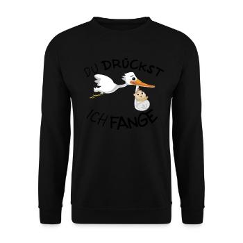 Hebamme Dankeschön Geschenk - Unisex Pullover - Schwarz - Vorne - Alina (178cm) & Michal (187cm)