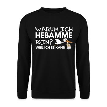 Hebamme Dankeschön Geschenk - Unisex Pullover - Schwarz - Vorne - Alina (178cm) & Michal (187cm)